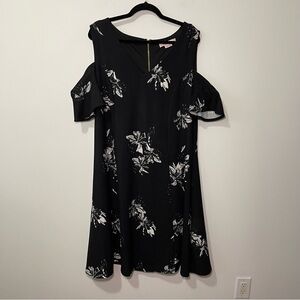 Pennington in every story women's black floral cold shoulder summer dress in 1X
